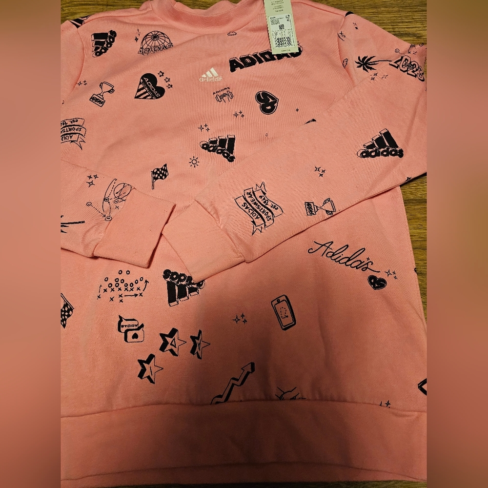Adidas Pink Sweatshirt with Black Graphics - Picture 4 of 5